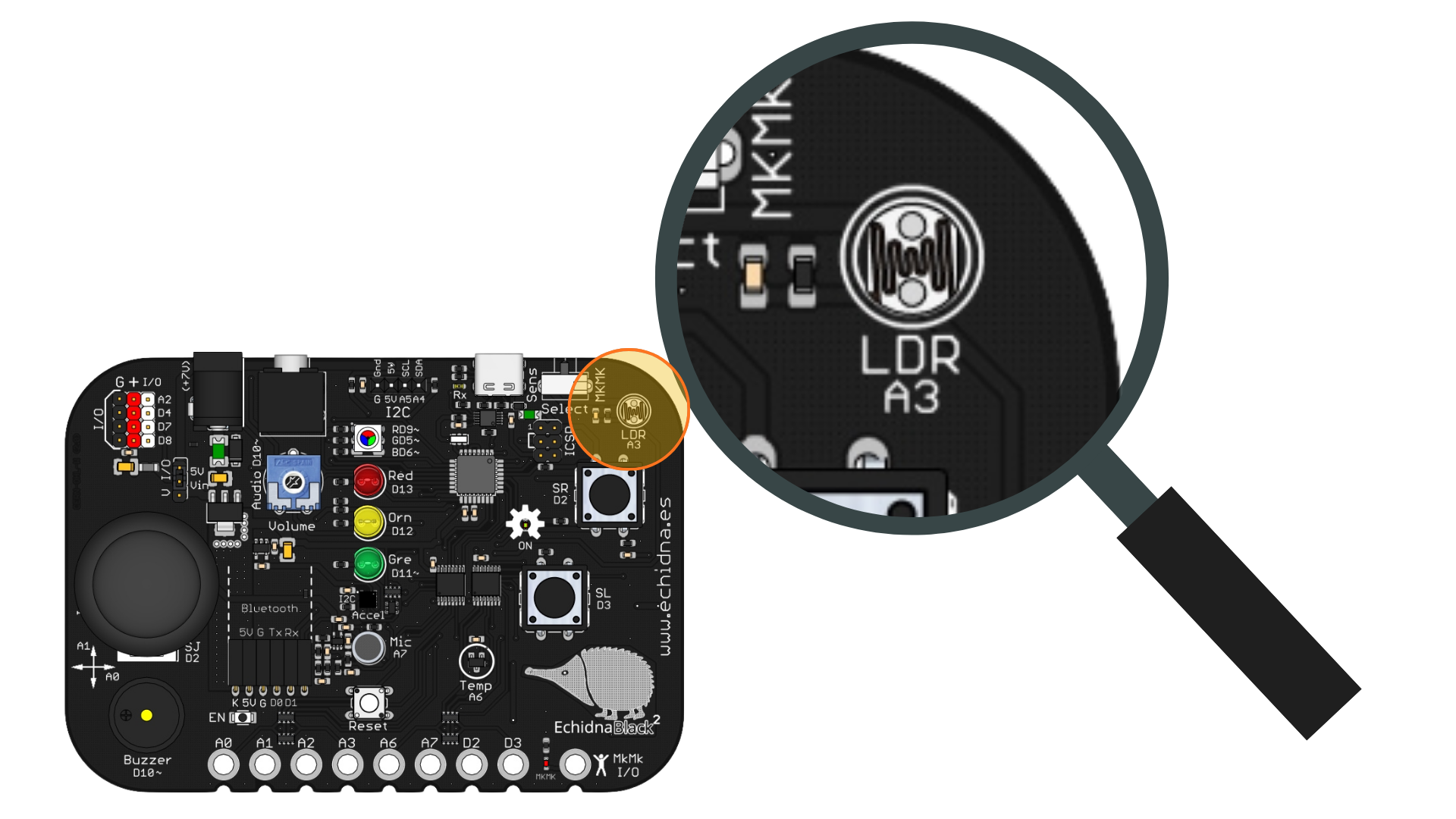Sensor de luz (LDR) en EchidnaBlack2